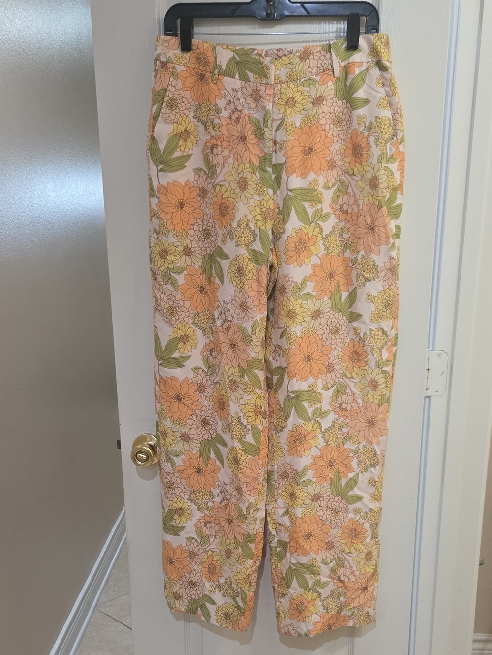 J.Crew Drapey Cupro-Blend Womens Size 8 Floral High Rise Wide Leg Trousers